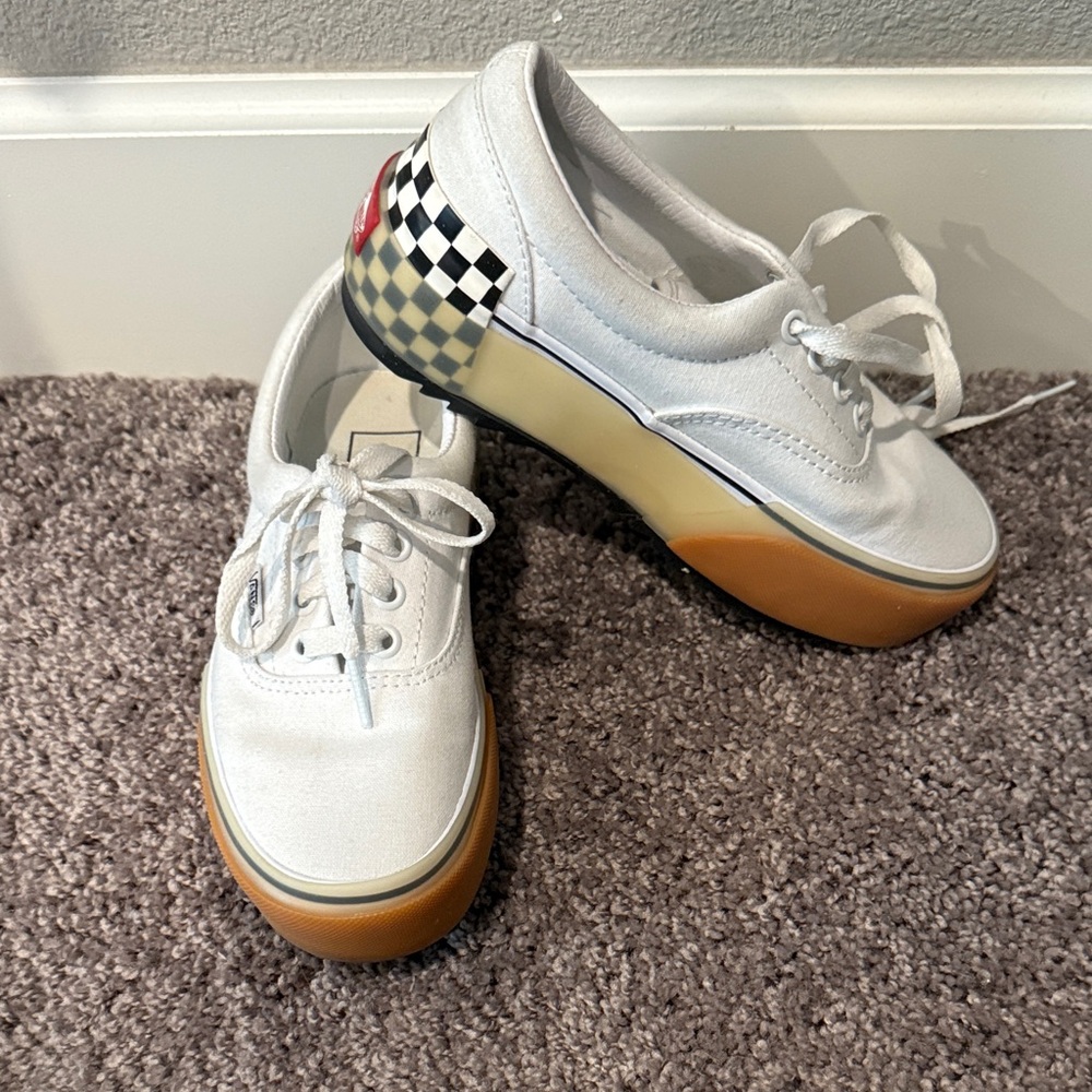 Vans White and Black Checkered Sneakers